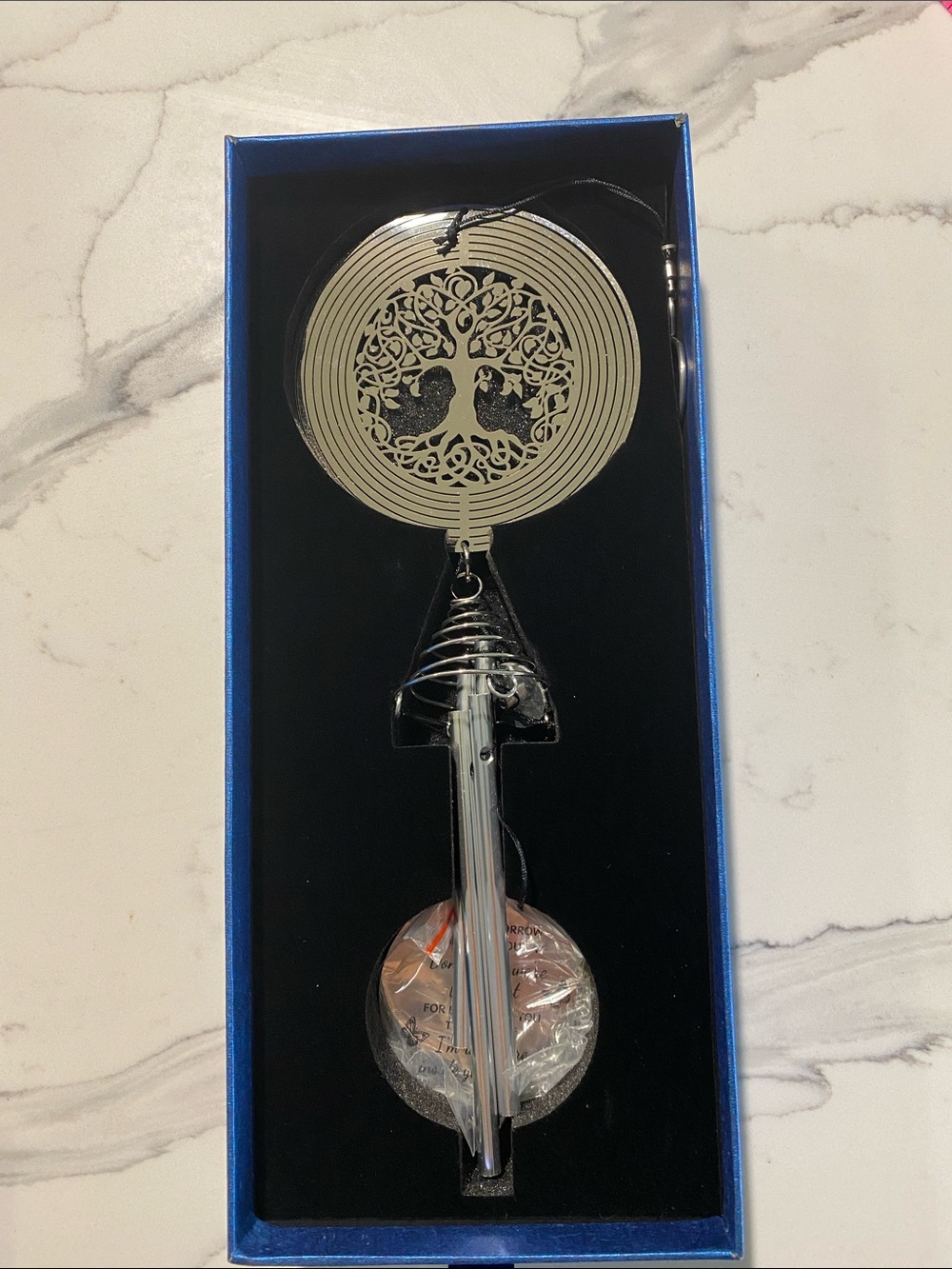 Tree of Life Spiral Wind Chime - Silver